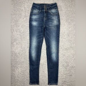 Kancan Jeans Womens 26 Kurvy High Rise Skinny Denim Exposed Button Fly Party